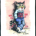 Signed original Robert Crumb watercolor of Fritz the Cat, 3 1/4 x 6 1/4 inches. Image courtesy LiveAuctioneers.com Archive and Philip Weiss Auctions.
