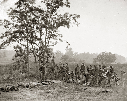 Burial crew of Union soldiers after the Battle of Antietam, September 1862. Photograph by Alexander Gardner. Image courtesy Wikimedia Commons.