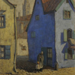 'Blue House, Munich,' 1928, Grant Wood (American, 1891-1942), Oil on board, 23 1/2 x 20 1/4 inches. Image courtesy the University of Iowa.