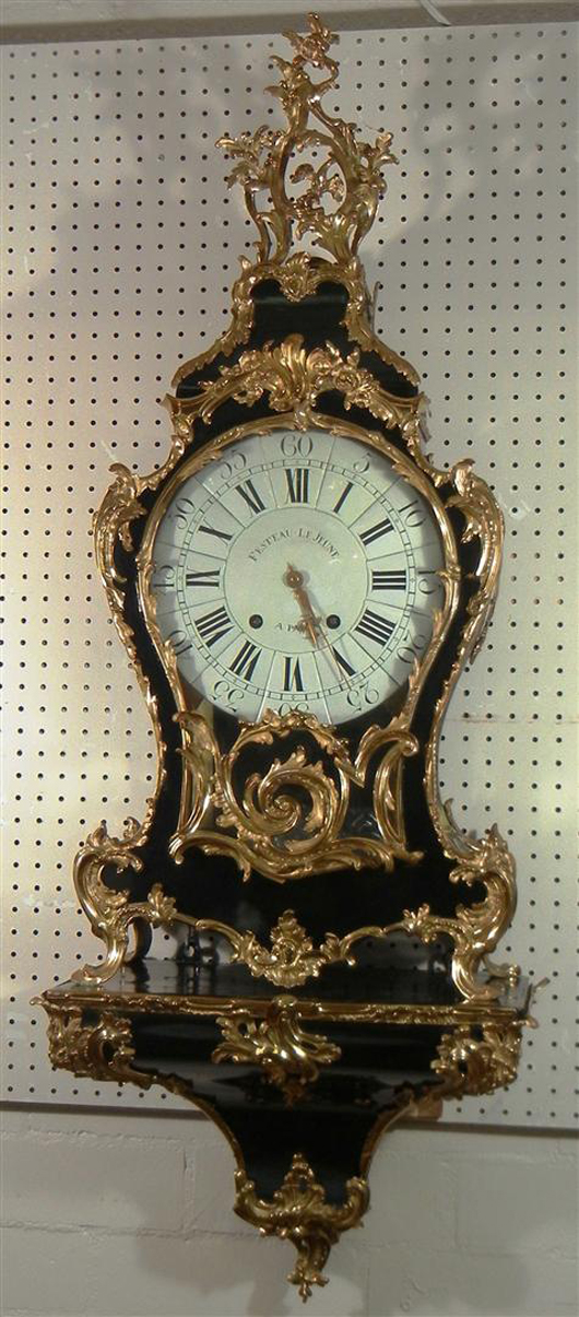 Louis XV ebony striking bracket clock, circa 1750, marked ‘Festeau Le Jeune A. Paris.’ Estimate: $10,000-$15,000. Image courtesy Matheson's AA Auctions.