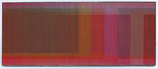 Carlos Cruz-Diez (Venezuelan, b. 1923), 'Physichromie no. 511,' extruded PVC, Casein (Plaka), and acrylic inserts mounted on plywood with an aluminum strip frame. Estimate: $150,000-$250,000. Image courtesy Dallas Auction Gallery.