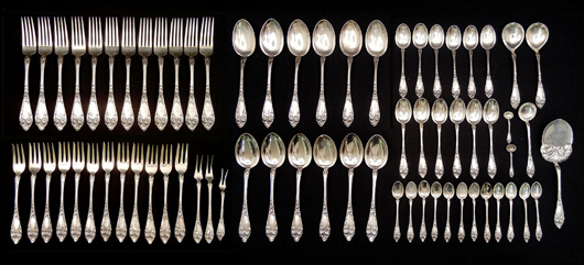 Set of mid-century Norwegian silver 830 flatware by Thorvald Marthinsen. Photo: Stephenson’s Auctioneers   