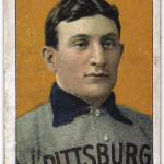 A 1909-1911 Honus Wagner T206 baseball card. Published by the American Tobacco Co., photo by the National Baseball Hall of Fame and Museum.