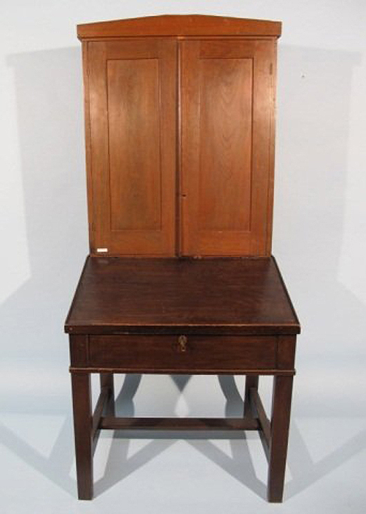 Early Texas pine and cherry desk cabinet. Maria Mozgova Auction image.