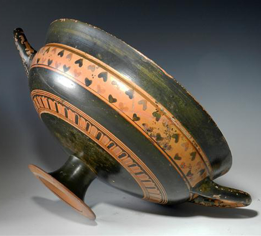 Greek Attic Siana Cup, From Athens, ca. 550-540 B.C.  Estimate $6,000 - $8,000. Image courtesy of Antiquities-Saleroom.com.