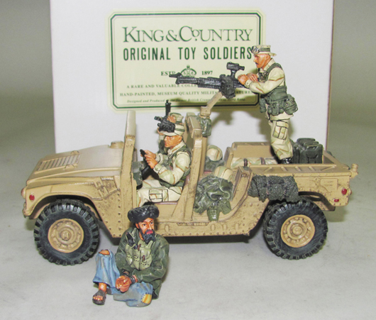 King & Country Afghanistan Humvee with captive SF03, 5-piece set with box, est. $150-$200. OTSA image.