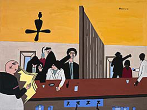 Jacob Lawrence, Bar and Grill, 1941, Smithsonian American Art Museum, Bequest of Henry Ward Ranger through the National Academy of Design. Image courtesy of Smithsonian American Art Museum.