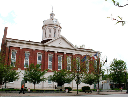 The Jefferson County courthouse in Madison, Ind. This photo was taken before the 2009 fire that heavily damaged the building. Image courtesy Wikimedia Commons.