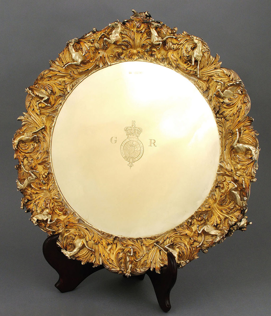 Important George IV gilt silver salver. Auction Gallery of the Palm Beaches image.