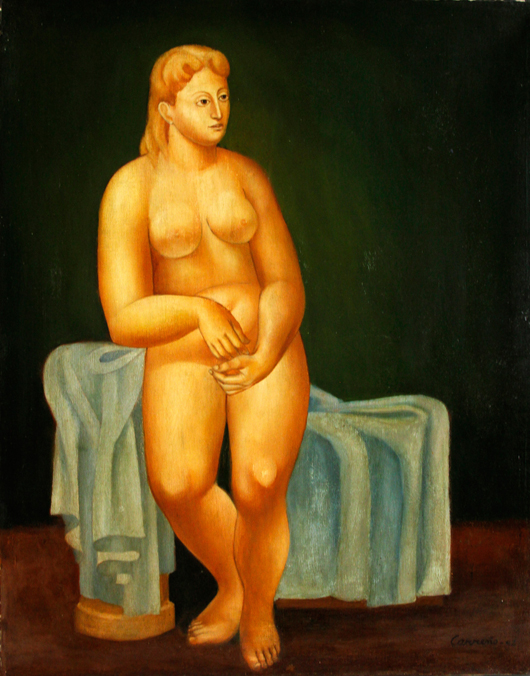 Mario Carreno (Cuban, 1913-1999), ‘Classic Nude,’ oil on canvas, signed and dated 1942, 28 x 23 inches. Image courtesy Kaminski Auctions.