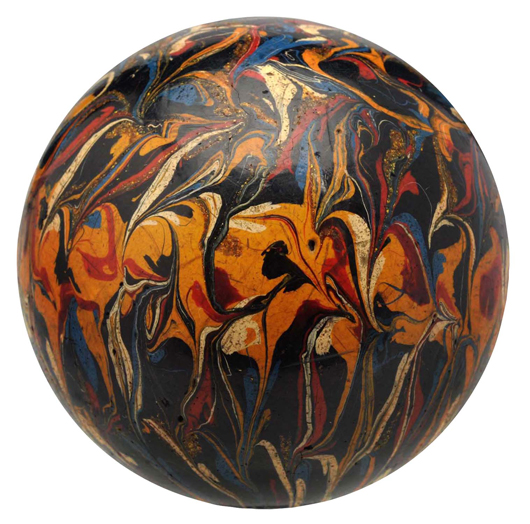 Circa-1870 gutta percha marble with multiple colors creating an ‘iris’ effect, est. $3,000-$5,000. Morphy Auctions image.