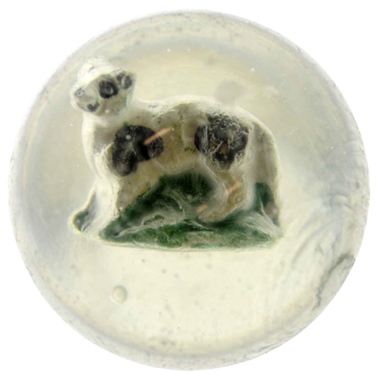 Painted Dog sulphide marble, est. $2,500-$3,500. Morphy Auctions image.