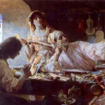 An Edgar Bundy (English, 1862-1922) romanticized painting of Antonio Stradivari at work in is shop. Image courtesy Wikimedia Commons.