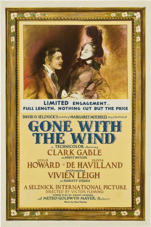 An original 1939 one sheet movie poster for 'Gone With the Wind.' Image courtesy LiveAuctioneers.com Archive and Heritage Auctions.