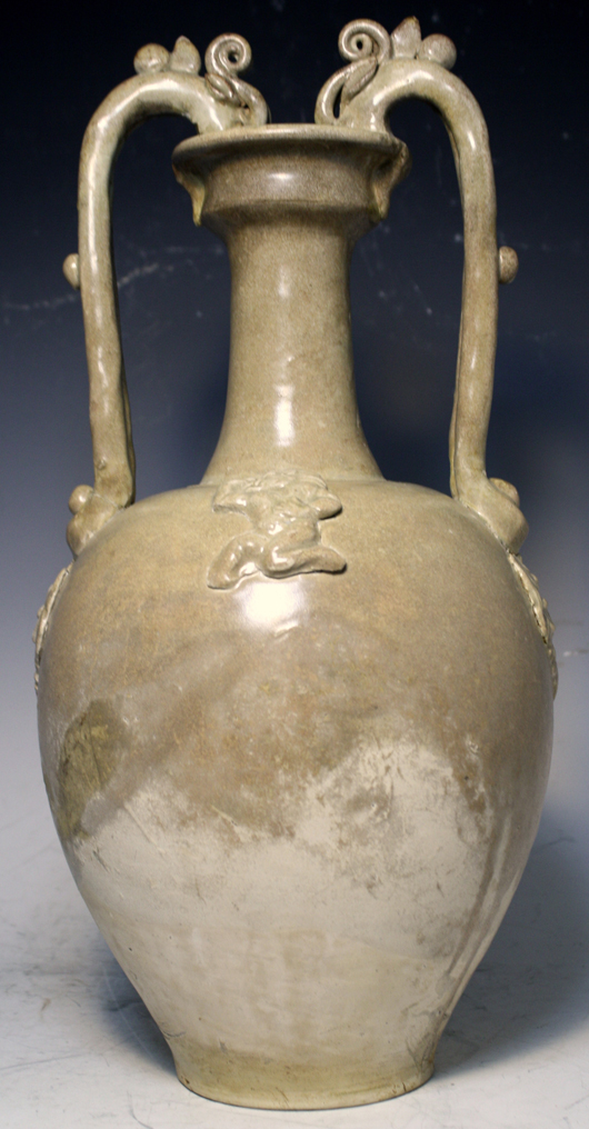 Sui Dynasty straw-glazed amphora. Image courtesy Showplace Antique + Design Center.  