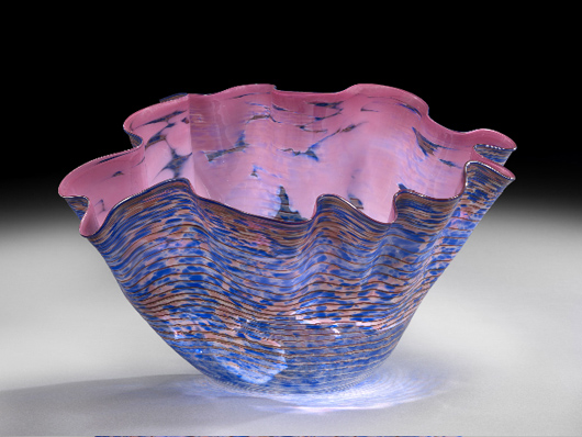 Dale Chihuly (American, b. 1941), glass Macchia bowl, signed in engraved script: ‘Chihuly 1986.’ Image courtesy New Orleans Auction Galleries.   