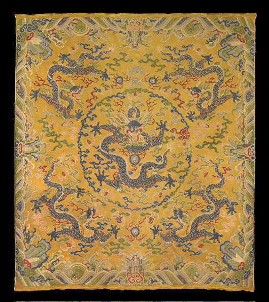 Rare Chinese hanging Yunjin brocade cushion cover, 17th/18th century. Image courtesy New Orleans Auction Galleries.   