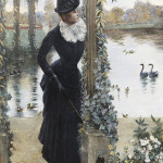 Norbert Goeneutte (French, 1854-1894), ‘Jeune Femme au Petit Chien Noir,’ oil on canvas, 29 3/4 x 19 1/2 inches. Estimate: $10,000-$15,000. Image courtesy New Orleans Auction Galleries.