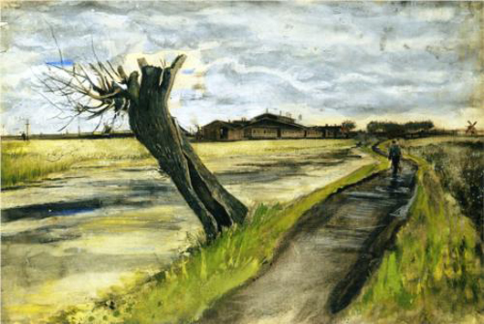 The Van Gogh Museum paid $1.9 million for the 'Pollard Willow' watercolor. Image courtesy WikiPaintings.org.