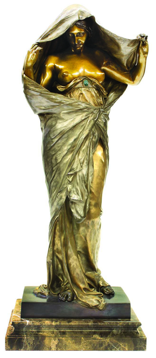 Among the outstanding 19th and 20th century sculpture to be offered will be 'Nature Revealing Herself to Science' by Louis Ernest Barrias (French, 1841-1905) estimated at $20,000 to $40,000. Image courtesy Clars Auction Gallery.