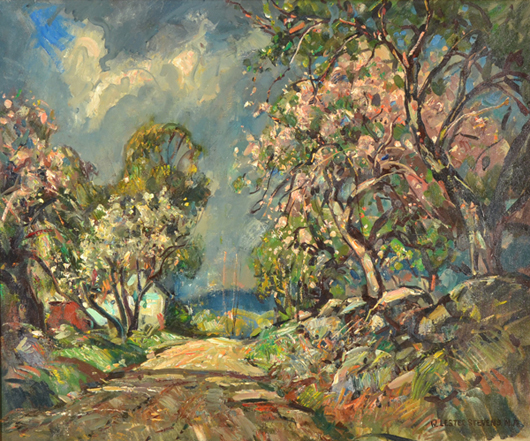 William Lester Stevens (American, 1888-1969), ‘Apple Blossoms.’ Image courtesy Trinity International Auctions.   