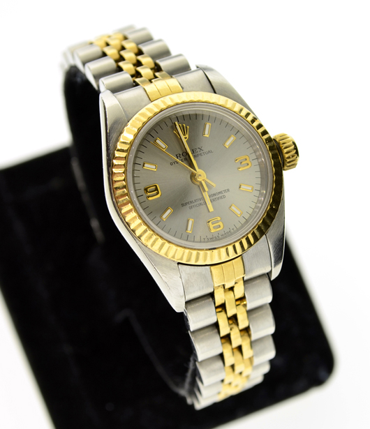 Rolex women's 1997 stainless steel and gold watch. Government Auction image.