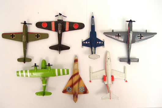 Selection of airplanes from the GR Webster collection. Stephenson's Auctioneers image.