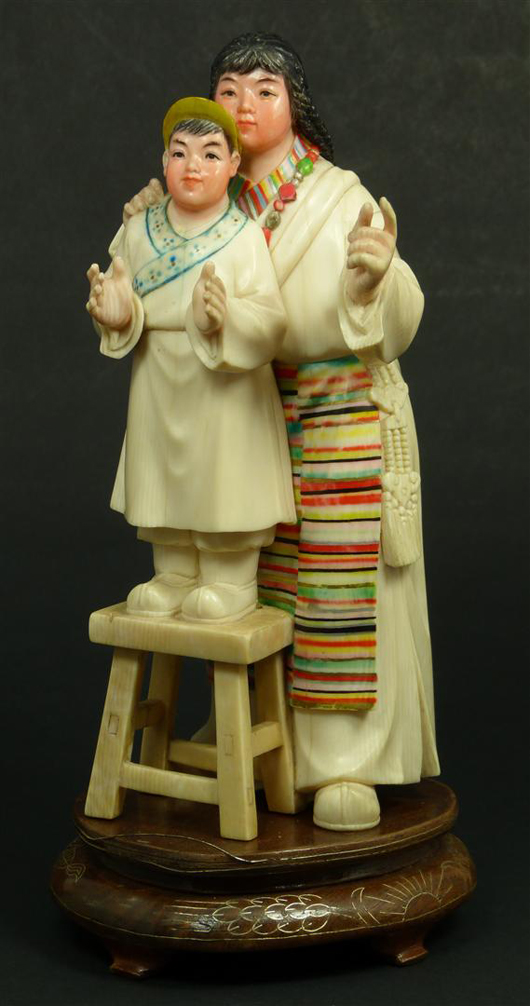 Chinese hand-carved polychromed Cultural Revolution ivory figure. Estimate: $6,000-$8,000. Image courtesy Elite Decorative Arts.