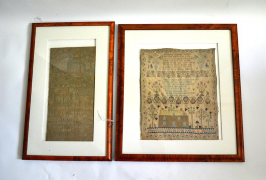 Two samplers from the Arthur Laurents estate collection. Image courtesy Roland Auctions.