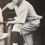 Babe Ruth in the dugout during his first season with the New York Yankees in 1920. Image courtesy Wikimedia Commons.