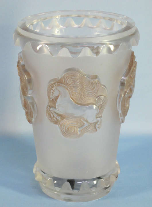Rene Lalique Camargue vase. Image courtesy Maria Mozgova Auction.
