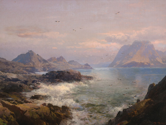 Herman Herzog (American 1832-1932), ‘Farralon Islands, Pacific Coast.’ Estimate: $20,000-$30,000. Image courtesy Michaan’s Auctions.