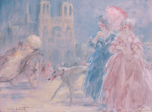 ‘Notre Dame de Paris’ by Louis Icart, oil on canvas. Image courtesy Maria Mozgova Auction.   