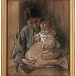 The top lot at Cowan’s auction was this painting by Elizabeth Nourse, ‘Mere et Bebe,’ which sold for $31,750. Image courtesy Cowan’s Auctions.