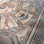 Section of mosaic floor at synagogue in Hamat Tiberias, Israel. Photo by Bukvoed, April 26, 2011. Licensed under the Creative Commons Attribution 3.0 Unported license.