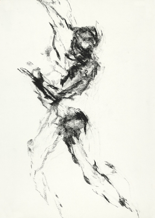'Tension,' charcoal-on-paper drawing by Isabella Gabriel Niang, signed and dated 2004, 70 x 50 cm, to be auctioned June 2 at Bassenge's Modern Art Spring Auction 99. Image courtesy of Bassenge.