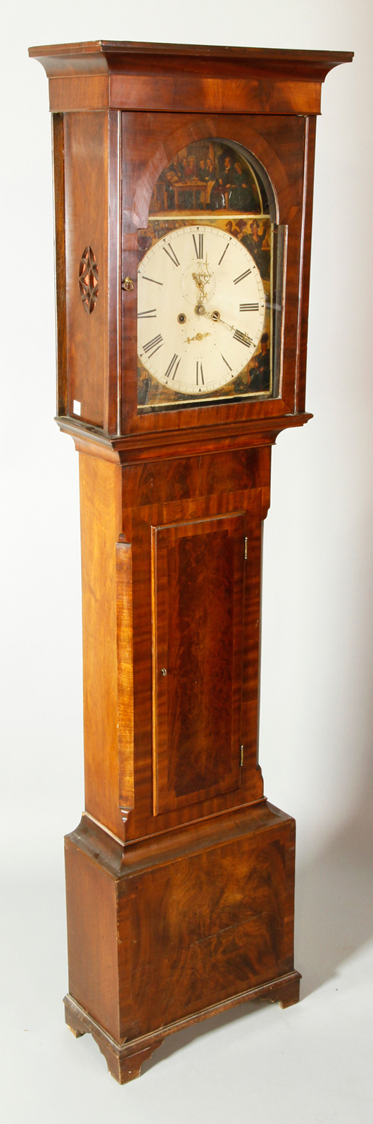 Nineteenth century A. Breckenridge & Son Kilmarnock tall clock, walnut, time and strike, with key, 83 inches high, inches wide at base x 10 inches diameter. Image courtesy Kaminski Auctions.