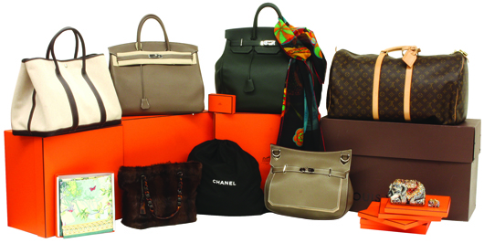 Over $40,000 was realized on the 28 designer handbags offered with an Hermes 40cm Togo leather birkin bag complete with original dust cover, box and bag fetching $13,090. Image courtesy Clars Auction Gallery.