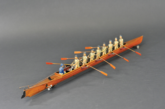 Gunthermann eight-man scull with coxswain, $31,625. Bertoia Auctions image.