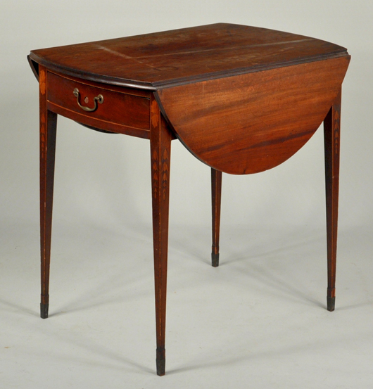 Important Federal inlaid mahogany Pembroke table. Image courtesy Woodbury Auction.