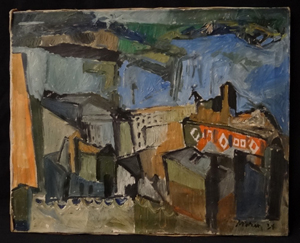John Marin, Weehawken Series, signed l.r. and dated '34, oil on canvas, 24 x 30 inches. Purchased from a Greenwich, Conn., estate 25 years ago. Mid Hudson Galleries image.