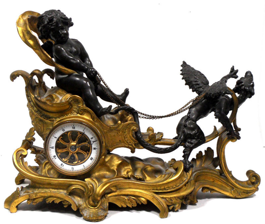 Dore Bronze Figural Mantel Clock