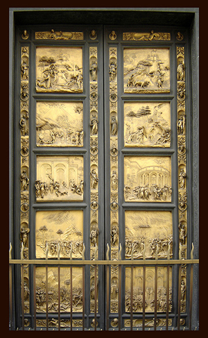 Gates of Paradise, by Ghiberti. Battistero di San Giovanni or Florence Baptistry. Photo by Ricardo Andre Frantz, licensed under the Creative Commons Attribution-Share Alike 3.0 Unported license.