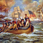 Commodore Oliver Hazard Perry, the hero of the Battle of Lake Erie, as depicted in the 1911 painting by Edward Percy Moran. Image courtesy Wikimedia Commons.
