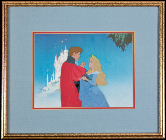 Original production cel for 'Sleeping Beauty,' Walt Disney Productions, 1959, 8 1/2 x 11 inches. Estimate: $1,500-$2,000. PBA Galleries image.