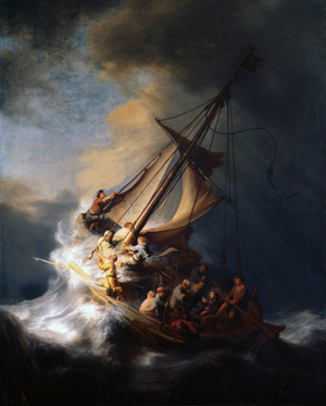 One of the paintings stolen from the Isabella Stewart Gardner Museum in 1990 was Rembrant's 'Christ in the Storm on the Lake of Galilee (Matthew 8:23-25).' Image courtesy Wikimedia Commons.