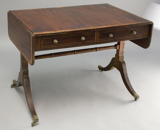 Important Federal mahogany sofa table attributed to Boston, possibly the shop of John and Thomas Seymour, c. 1810