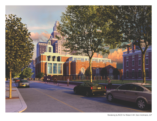 Architect's rendering of proposed Museum of the American Revolution, which will be located at 3rd and Chestnut Streets in Philadelphia. Rendering by NC3D for Robert A.M. Stern Architects, LLP.