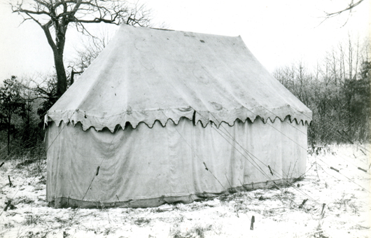 The actual tent in which George Washington slept during the Revolutionary War will be on display in The Museum of the American Revolution. This photo was taken in 1909. Courtesy of The Museum of the American Revolution.