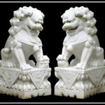 Pair Chinese carved marble foo dogs. William Jenack Estate Appraisers and Auctioneers image.